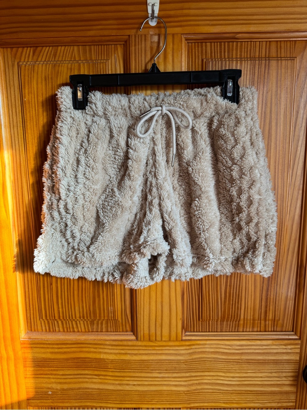 Angel Kiss Plush Drawstring Women's Shorts in Beige